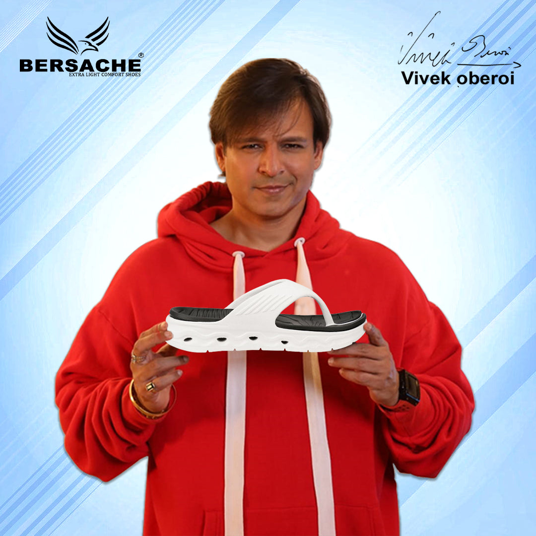Bersache Extra Soft Classic Casual  with Regular wear with Ultra Soft & Flexibility Technology Sandals for Men's-(6342-White & Black).