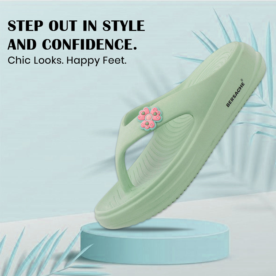 Bersache Extra Soft Classic Casual  with Regular wear with Ultra Soft & Flexibility Technology Sandals for Women's-(6297-Green).