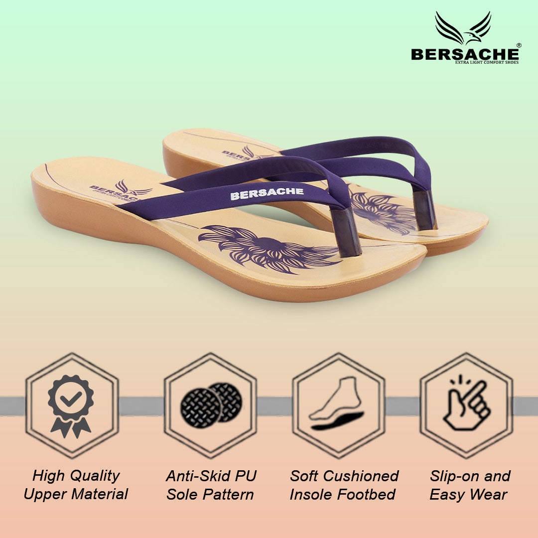 Bersache Extra Soft Classic Casual with  Regular wear with Ultra Soft & Flexibility Technology Slipper For Women's & Girl's-Purple-6247