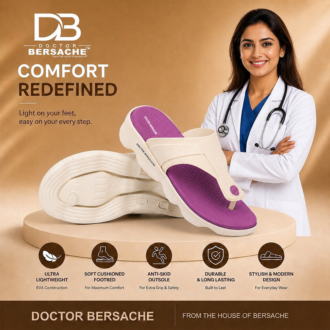 Doctor Bersache Newly Launched Orthopedic Comfort Slipper & Flip-Flop for Women | Diabetic Friendly | Extra Cushioning | Arch Support | Pain purple -DS119 .