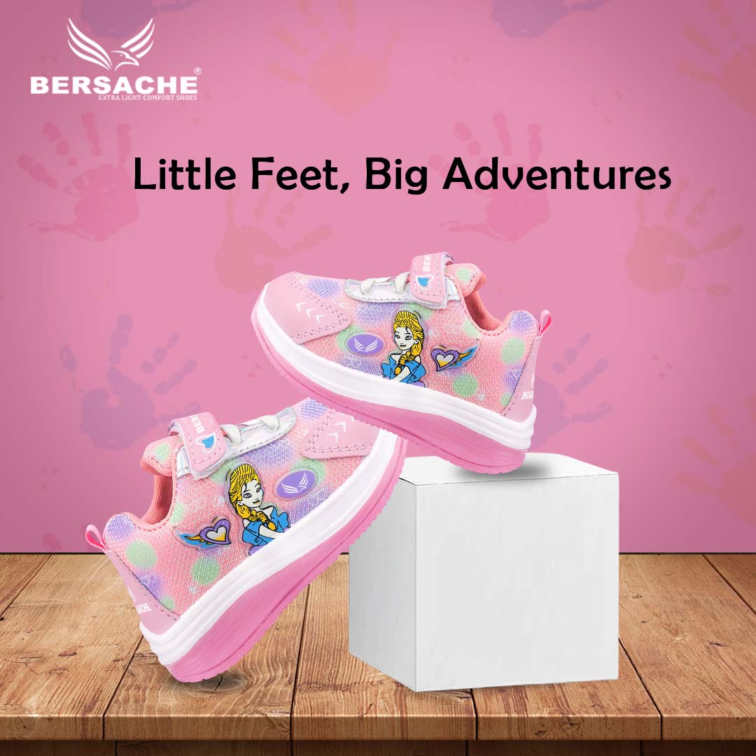 Bersache Casual Sneaker shoe for Kids|Soft Cushioned Insole,Slip-Resistance Casuals For Kids - Pink -8074.