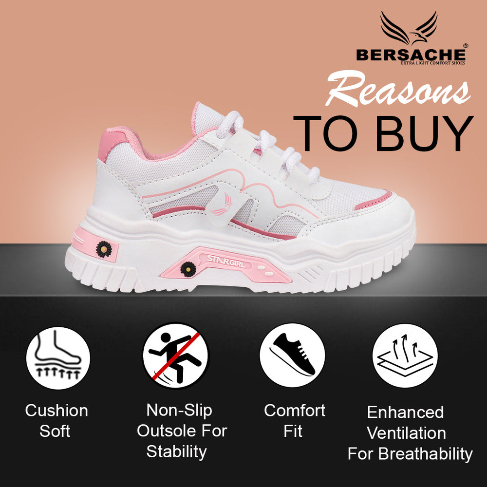 Bersache Premium Sports ,Gym, Trending Stylish Running Colour Changing shoes for Women (8102-Pink)
