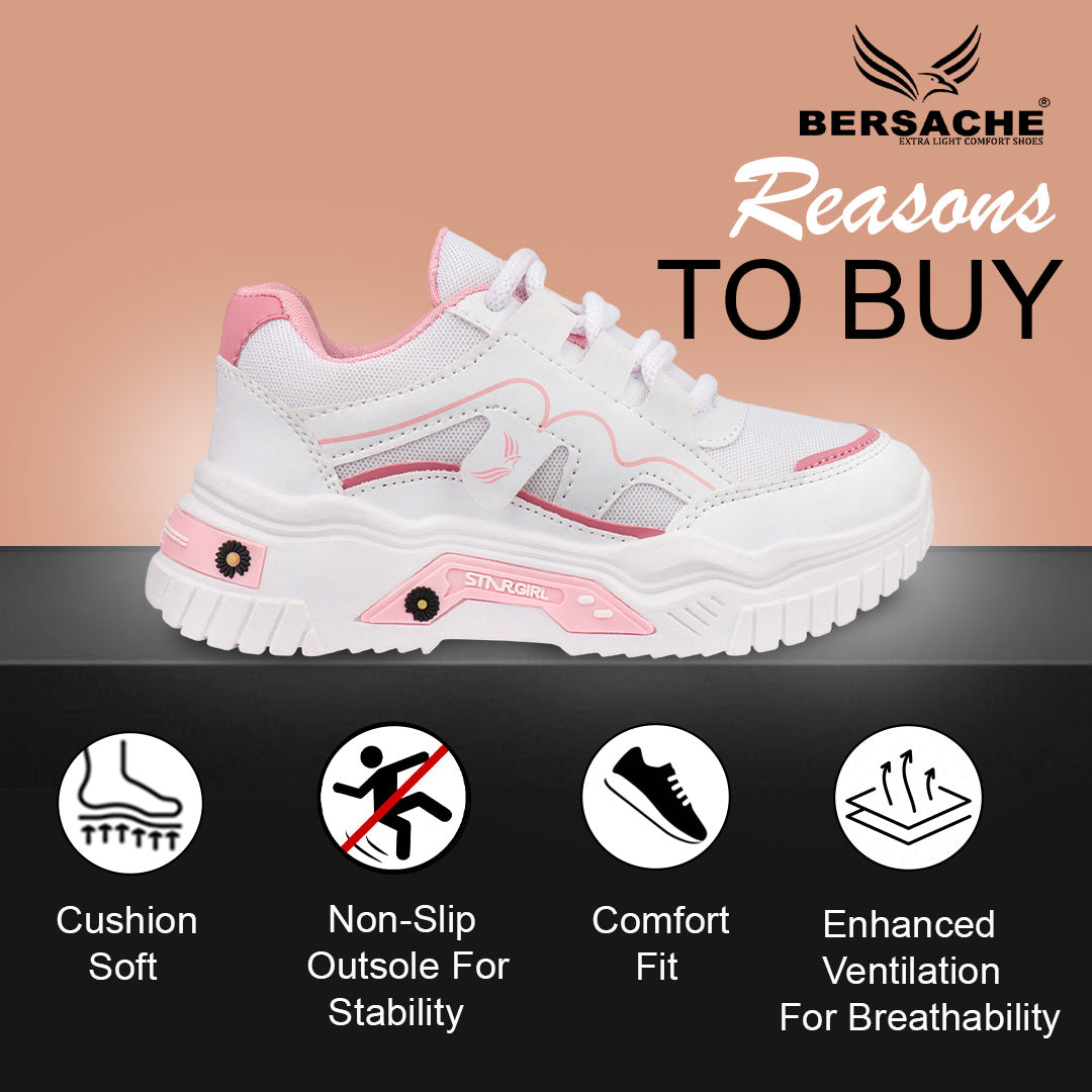 Bersache Premium Sports ,Gym, Trending Stylish Running Colour Changing shoes for Women (8102-Pink)
