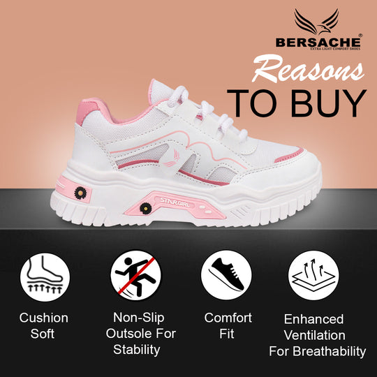 Bersache Premium Sports ,Gym, Trending Stylish Running Colour Changing shoes for Women (8102-Pink)