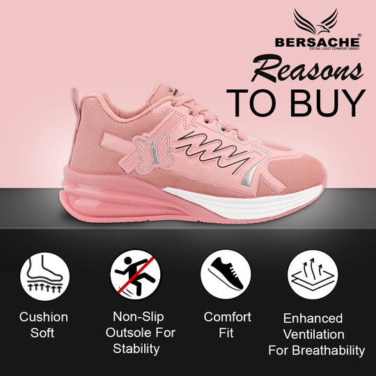 Bersache Premium Sports ,walking,Gym,cricket, Trending  Running Shoes For Women's-(8140-Pink)