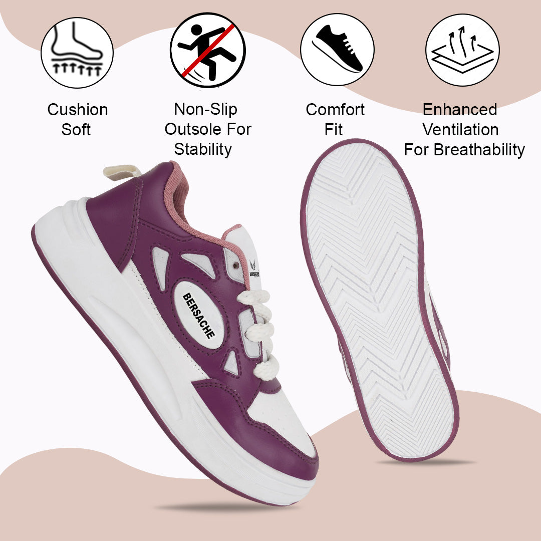 Bersache Casual Sneaker shoe for Women| Soft Cushioned Insole , Slip-Resistance Casuals For Women's-(8113-Purple)
