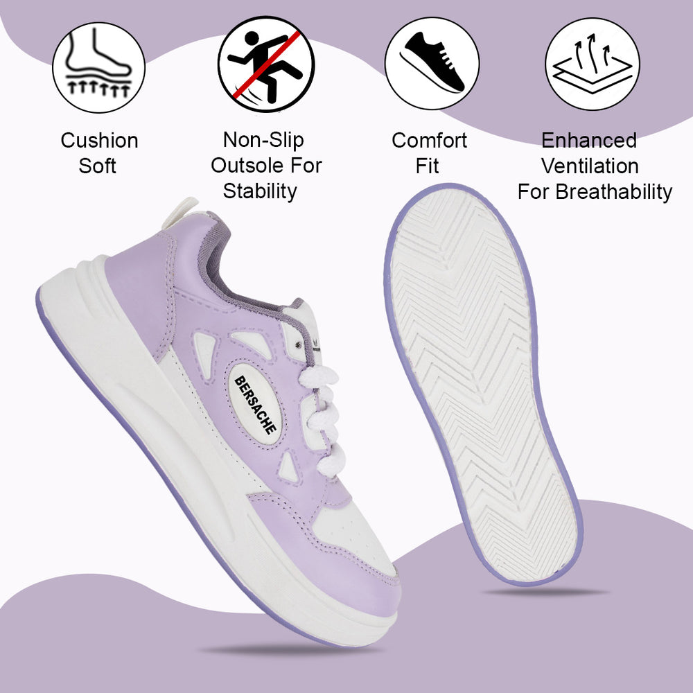 Bersache Casual Sneaker shoe for Women| Soft Cushioned Insole , Slip-Resistance Casuals For Women's-(8112-Purple)