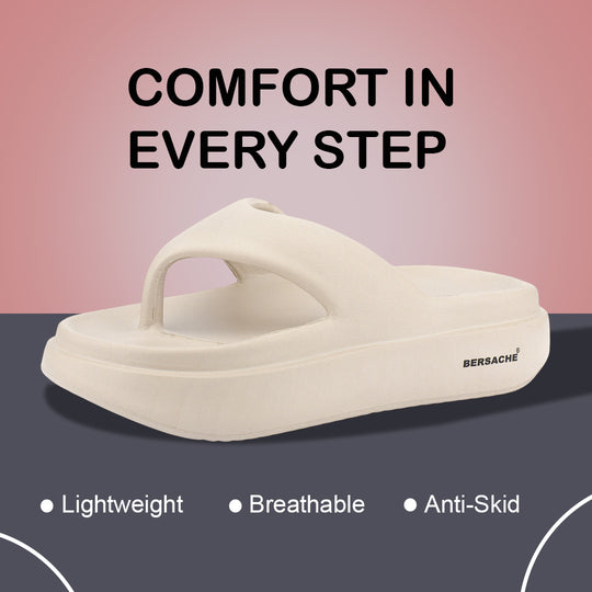 Bersache Extra Soft Classic Casual with  Regular wear with Ultra Soft & Flexibility Technology Slipper For Women's & Girl's-(Begie-6265)