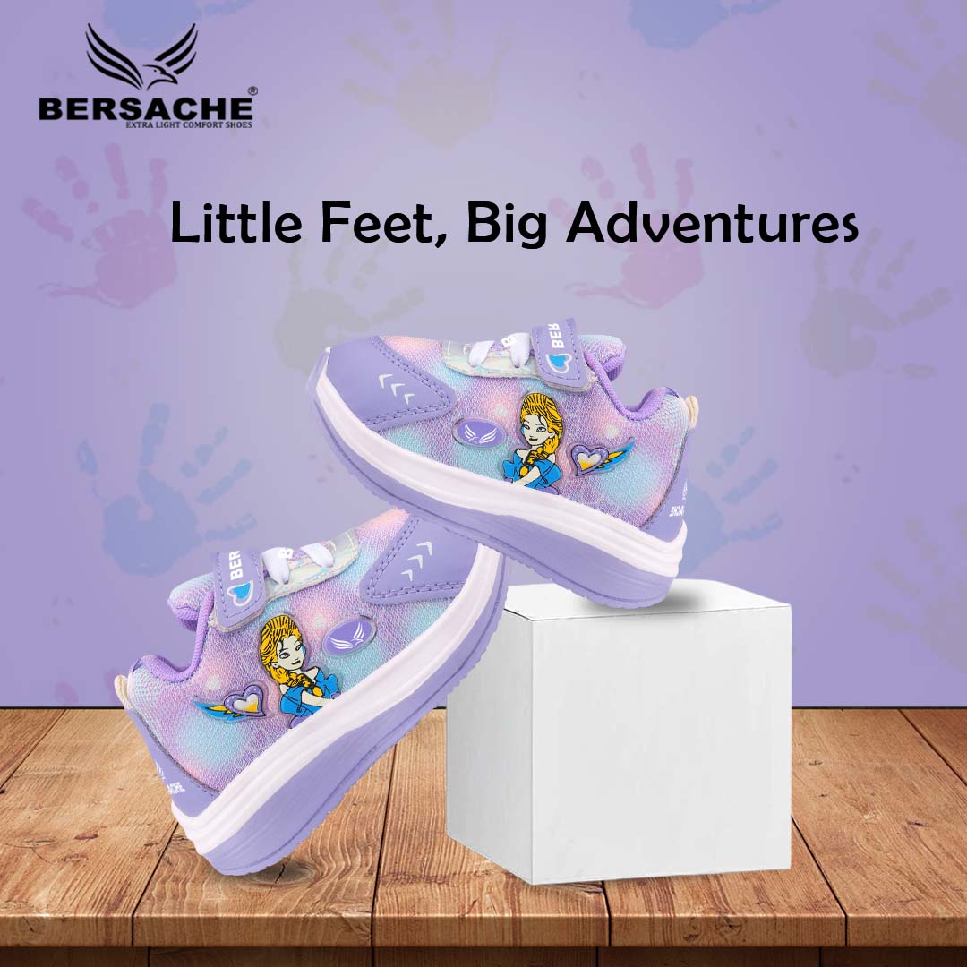 Bersache Casual Sneaker shoe for Kids|Soft Cushioned Insole,Slip-Resistance Casuals For Kids - Purple - 8075.
