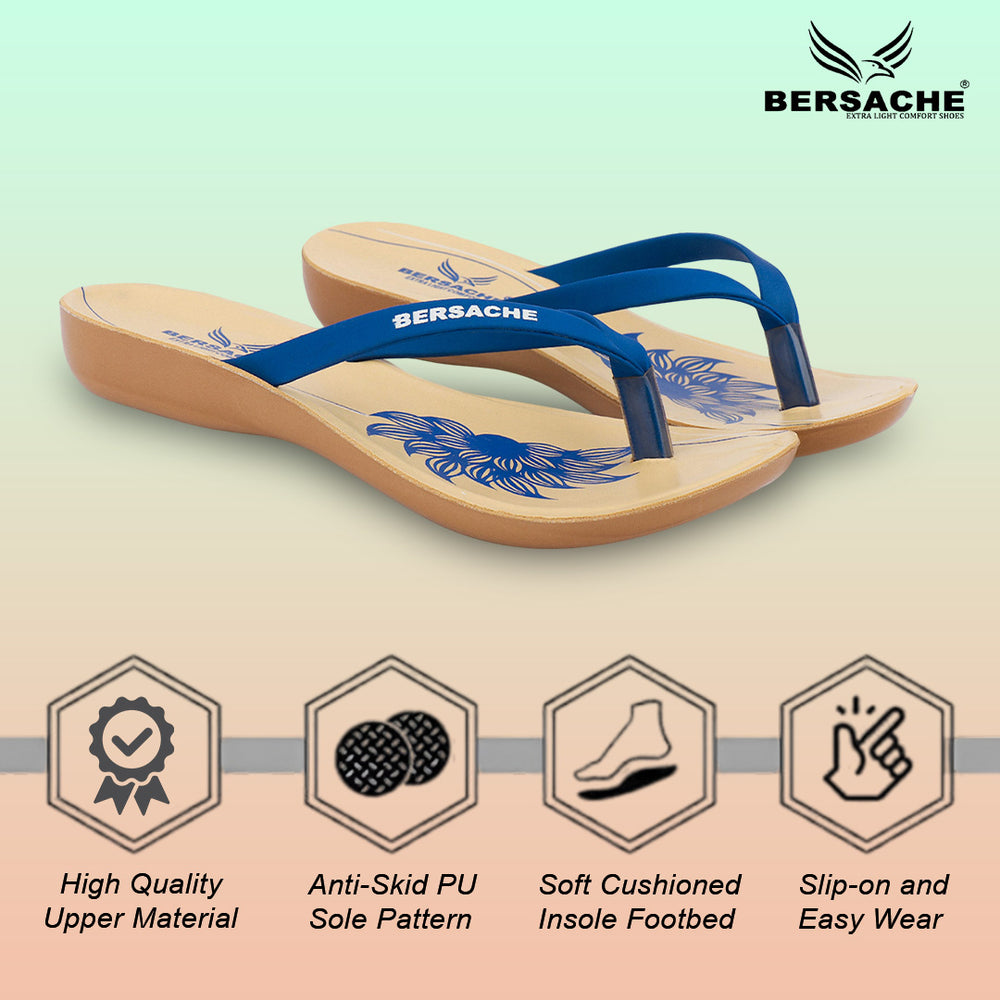 Bersache Extra Soft Classic Casual with  Regular wear with Ultra Soft & Flexibility Technology Sandal For Women's/Girl's-Blue-6246