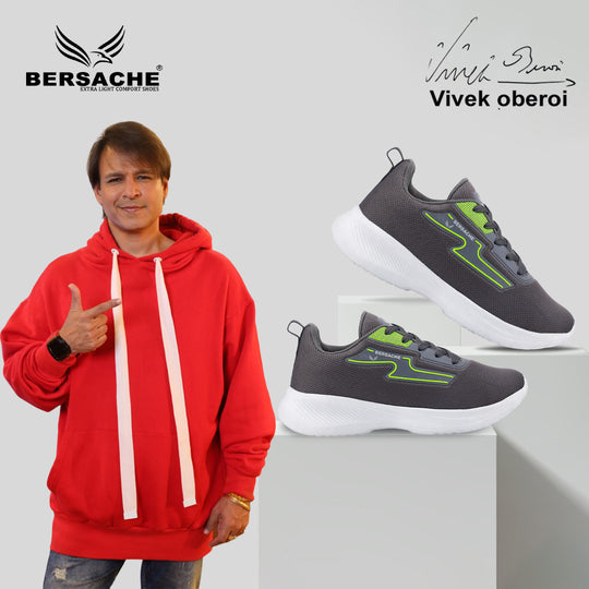 Bersache Lightweight Casual Sneaker Shoes For Men Dark Grey-8086