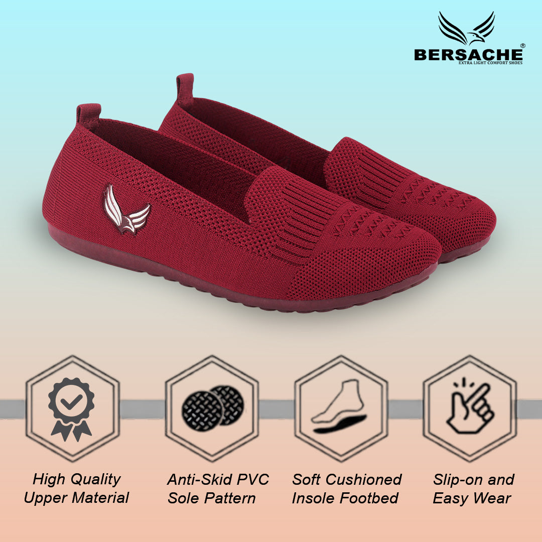BERSACHE Women's CASUAL – Lightweight, Breathable & Comfortable Daily Wear Shoes(Red-6276).