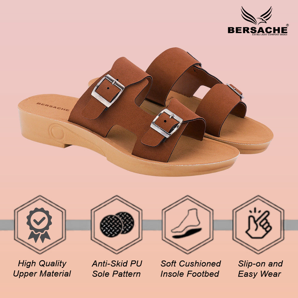 Bersache Extra Soft Classic Casual with  Regular wear with Ultra Soft & Flexibility Technology Slipper For Women's & Girl's-6234-brown