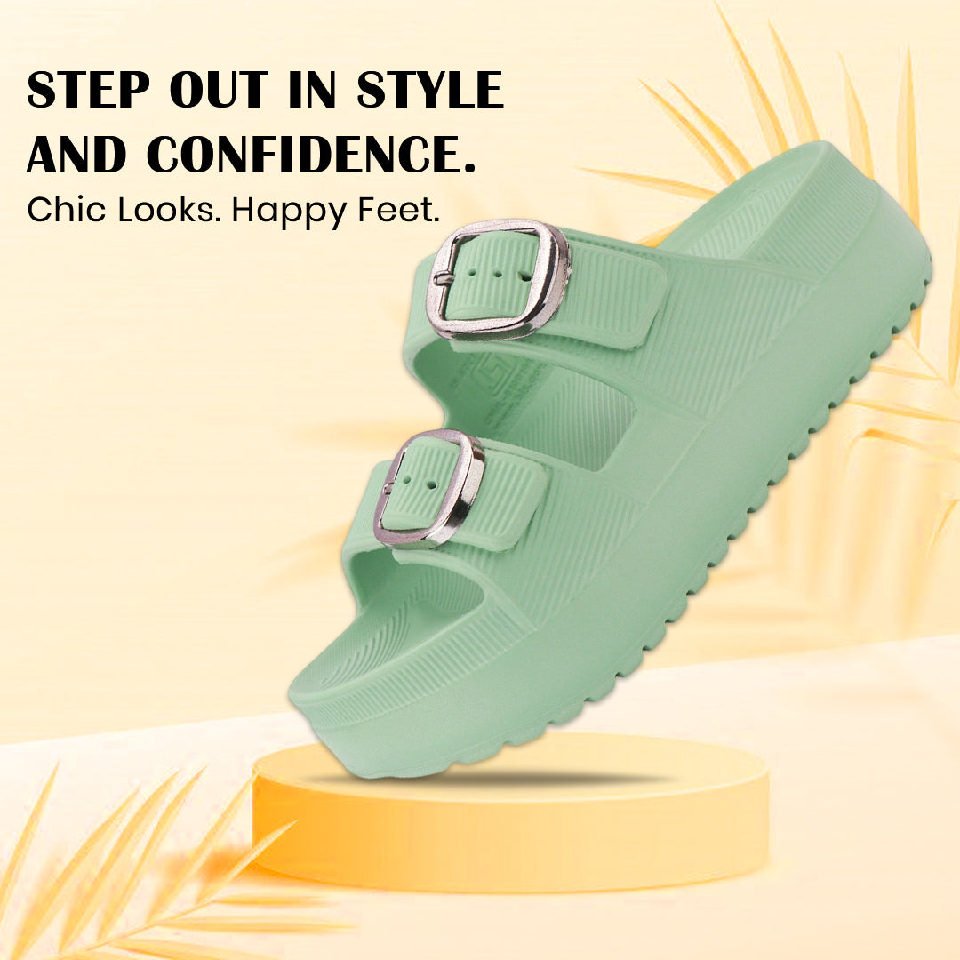 Bersache Extra Soft Classic Casual with  Regular wear with Ultra Soft & Flexibility Technology Sandal For Women's/Girl's-Green-6296.