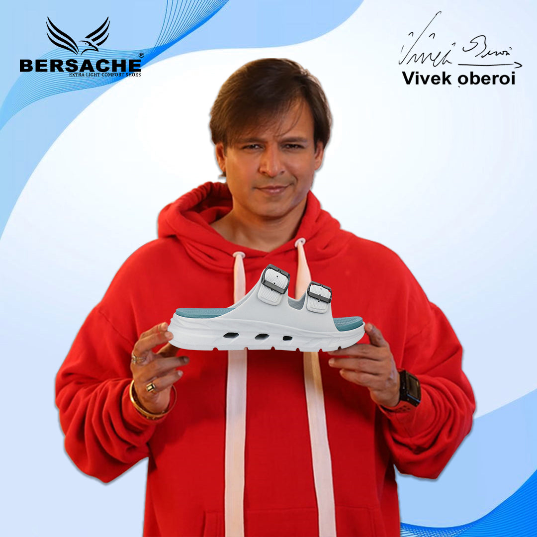 Bersache Extra Soft Classic Casual  with Regular wear with Ultra Soft & Flexibility Technology Sandals for Men's-(6340-Sea-Green & White).