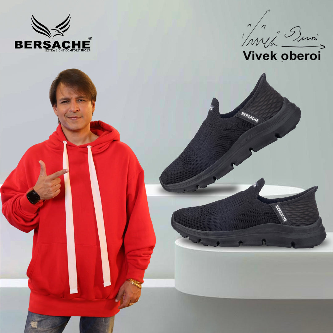 Bersache Premium Sports,Gym, Trending Stylish Running Shoes For Men (8077-Black)