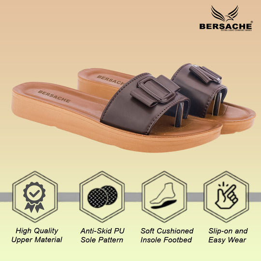 Bersache Extra Soft Classic Casual with  Regular wear with Ultra Soft & Flexibility Technology Sandal For Women's/Girl's-Dark(Brown)-6227