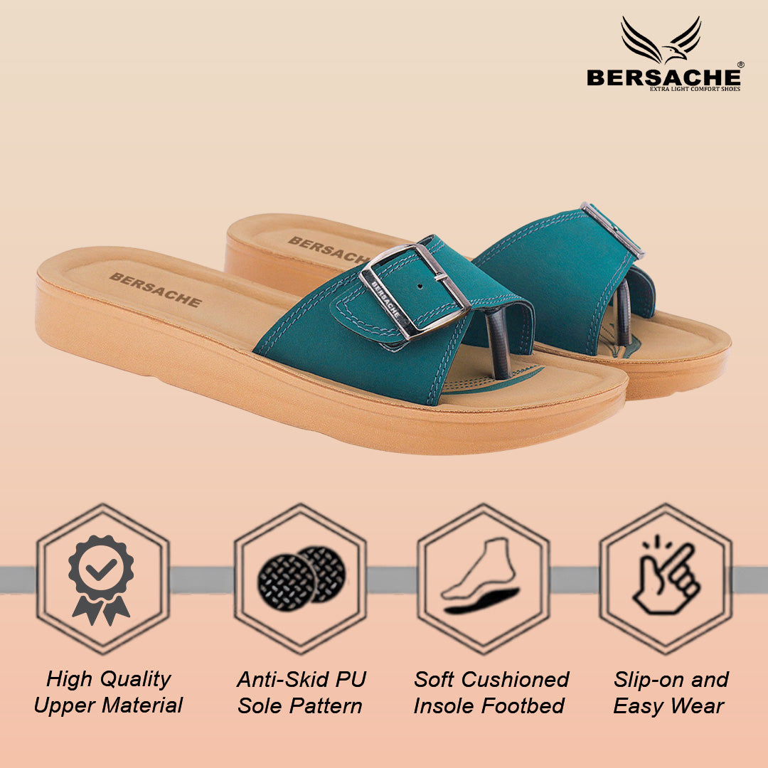 Bersache Extra Soft Classic Casual with  Regular wear with Ultra Soft & Flexibility Technology Slipper For Women's & Girl's-Green-6228