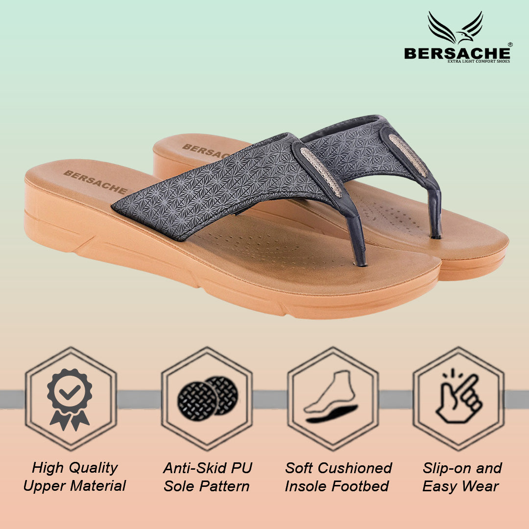 Bersache Extra Soft Classic Casual with  Regular wear with Ultra Soft & Flexibility Technology Sandal For Women's/Girl's-Black-6230