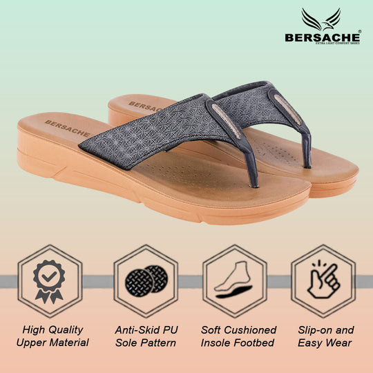 Bersache Extra Soft Classic Casual with  Regular wear with Ultra Soft & Flexibility Technology Sandal For Women's/Girl's-Black-6230