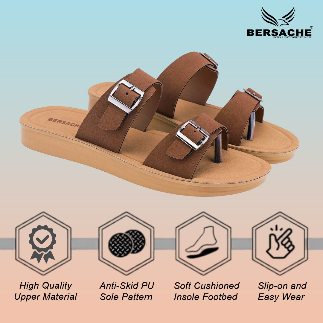 Bersache Extra Soft Classic Casual with  Regular wear with Ultra Soft & Flexibility Technology Flip-Flop for Women's & Girl's (6261-Dark-Brown)