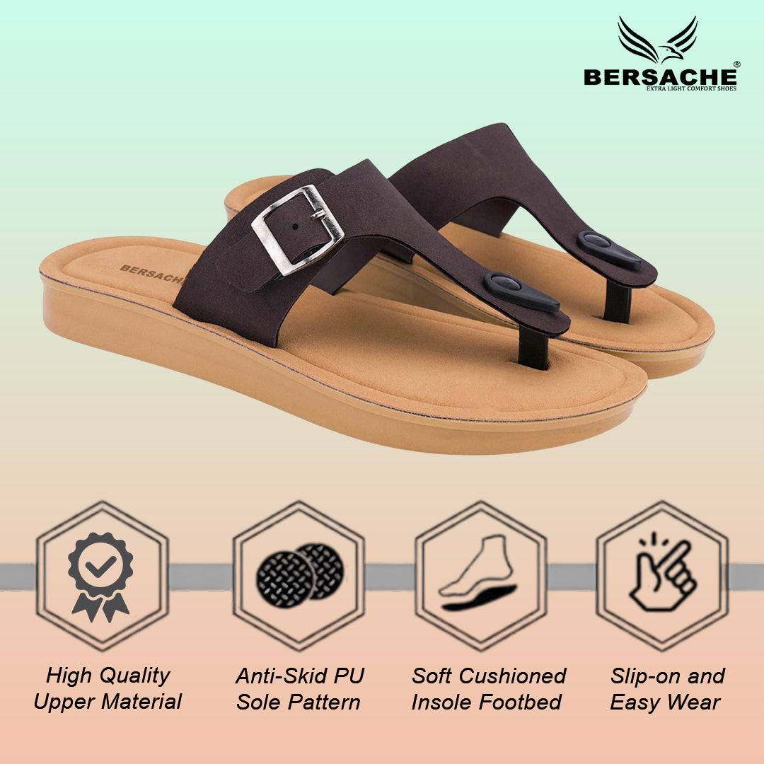Bersache Extra Soft Classic Casual with  Regular wear with Ultra Soft & Flexibility Technology Slipper For Women's & Girl's-Brown-6259.