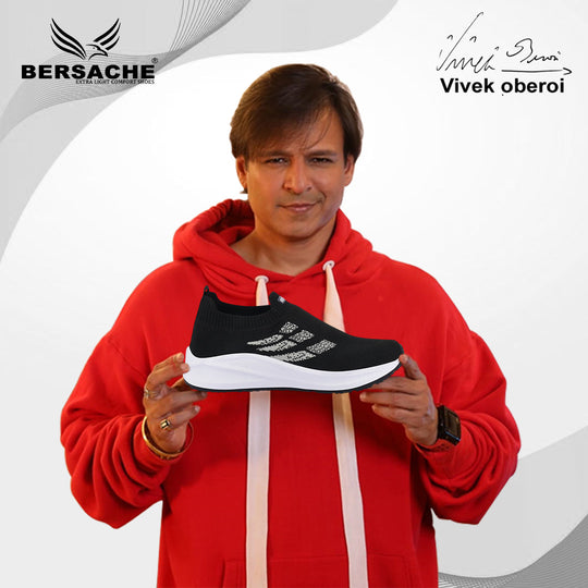 Bersache Lightweight Casual Sneaker Shoes For Men (Black-8109)