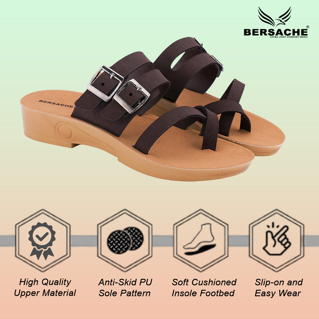 Bersache Extra Soft Classic Casual with  Regular wear with Ultra Soft & Flexibility Technology Sandal's For Women's & Girl's-(6239-Black)