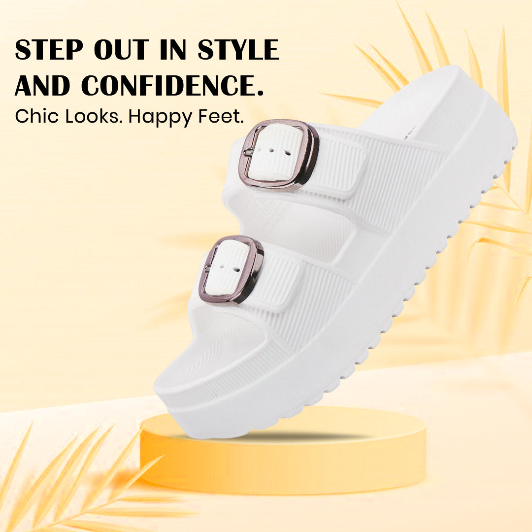 Bersache Extra Soft Classic Casual  with Regular wear with Ultra Soft & Flexibility Technology Sandals for Women's-(6294-White).