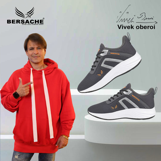 Bersache Premium Sports,Gym, Trending Stylish Running Shoes For Men (8080-Grey)