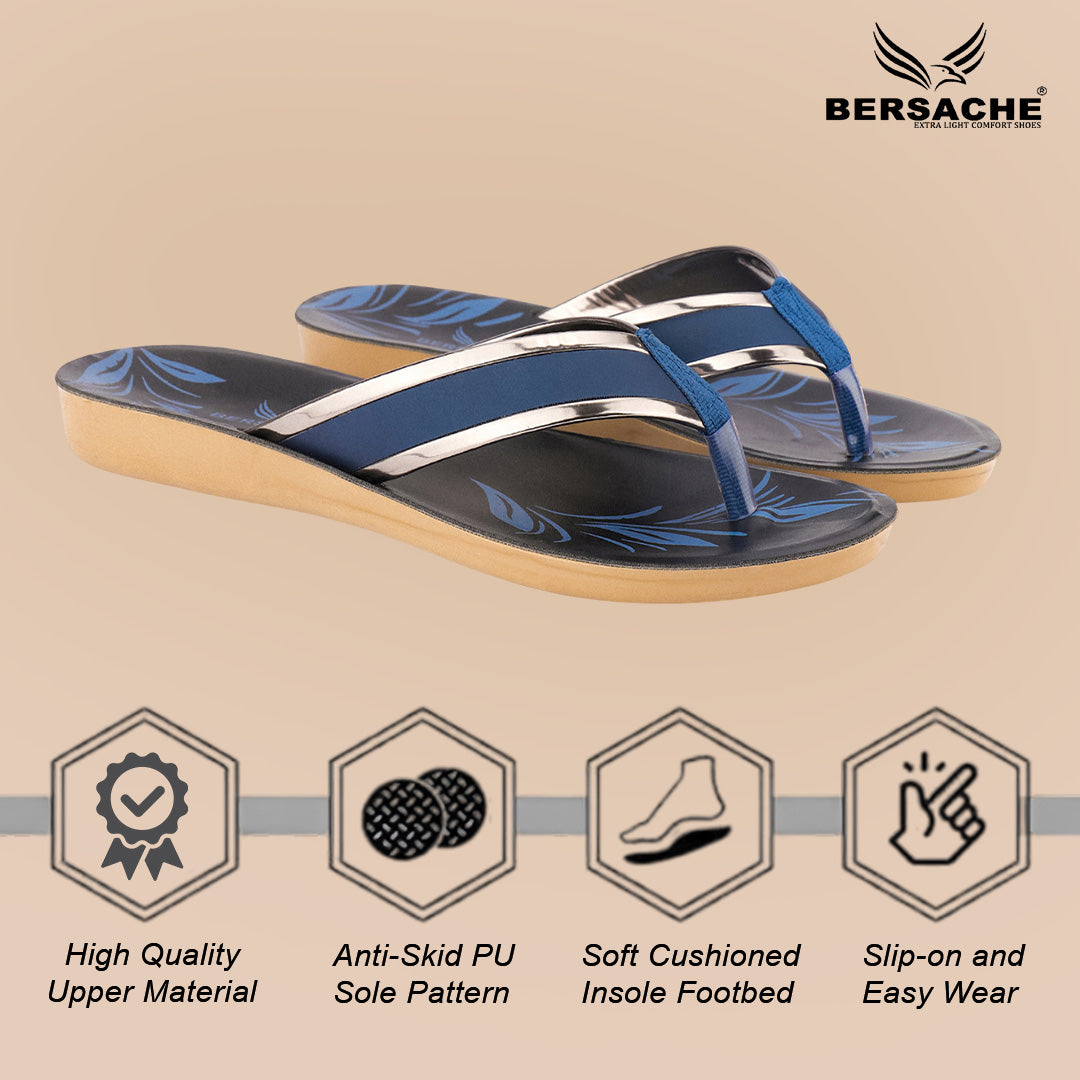 Bersache Extra Soft Classic Casual with  Regular wear with Ultra Soft & Flexibility Technology Slipper For Women's & Girl's-(6237-Blue)