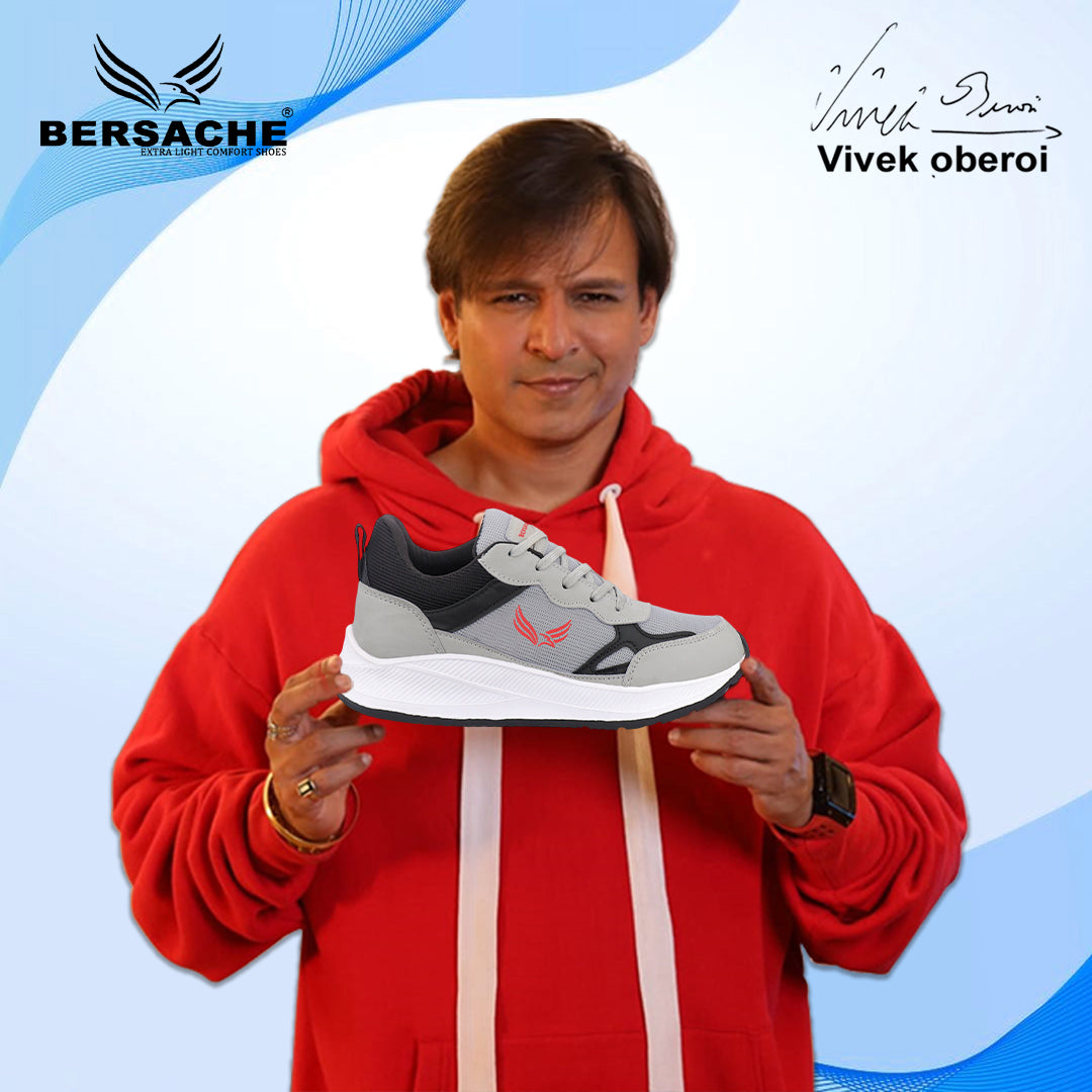 Bersache Casual Sneaker shoe for Men| Soft Cushioned Insole , Slip-Resistance Casuals For Men (Gray-8124)