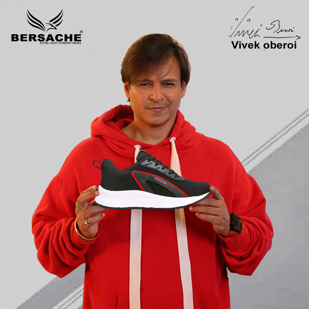 Bersache Premium Sports,Gym, Trending Stylish Running Shoes For Men (8091-Black)