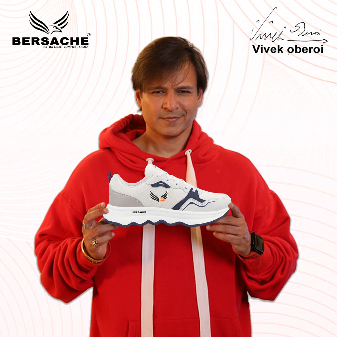 Bersache Premium Sports ,walking,Gym,cricket, Trending  Running Shoes For Men's (Gray-White-8149)