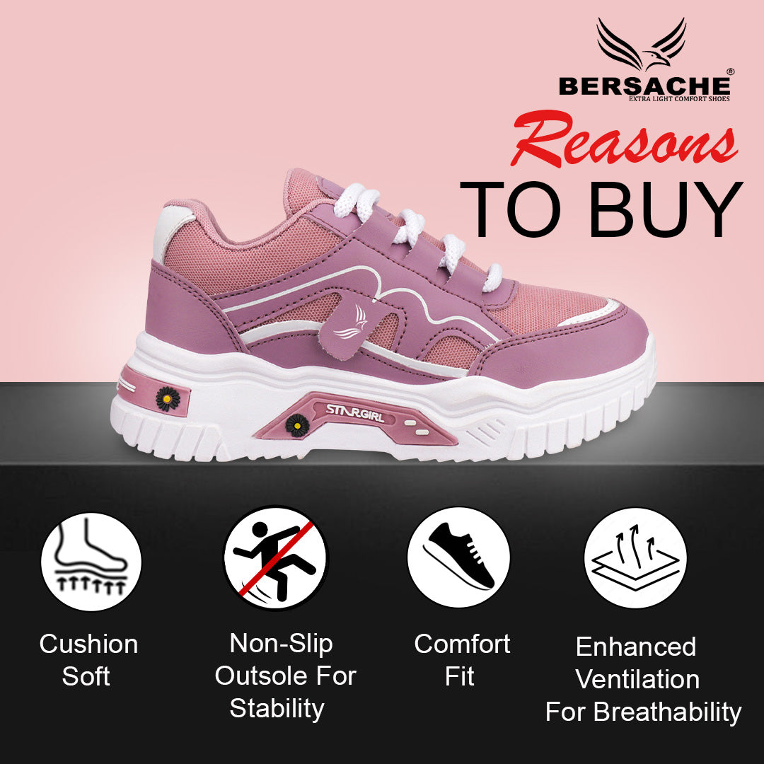 Bersache Premium Sports ,Gym, Trending Stylish Running Colour Changing shoes for Women (8103-Purple)