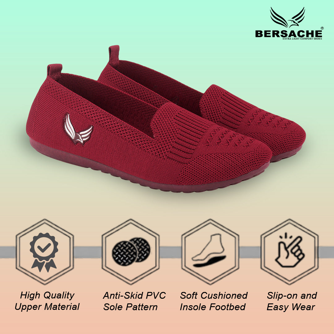 BERSACHE Women's SPORTS – Lightweight, Breathable & Comfortable Daily Wear Shoes(Red-6276).