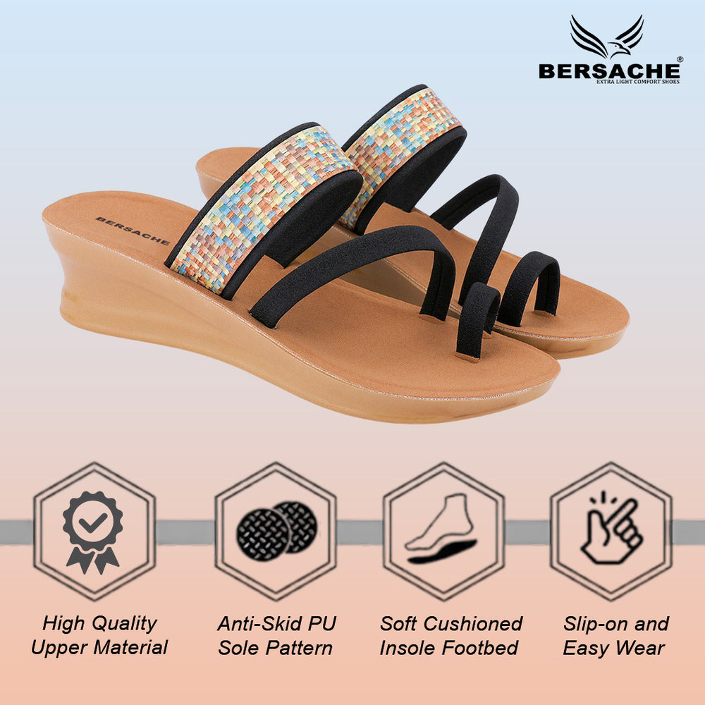 Bersache Extra Soft Classic Casual with  Regular wear with Ultra Soft & Flexibility Technology Flip Flop For women's/Girl's-(Black-6240)