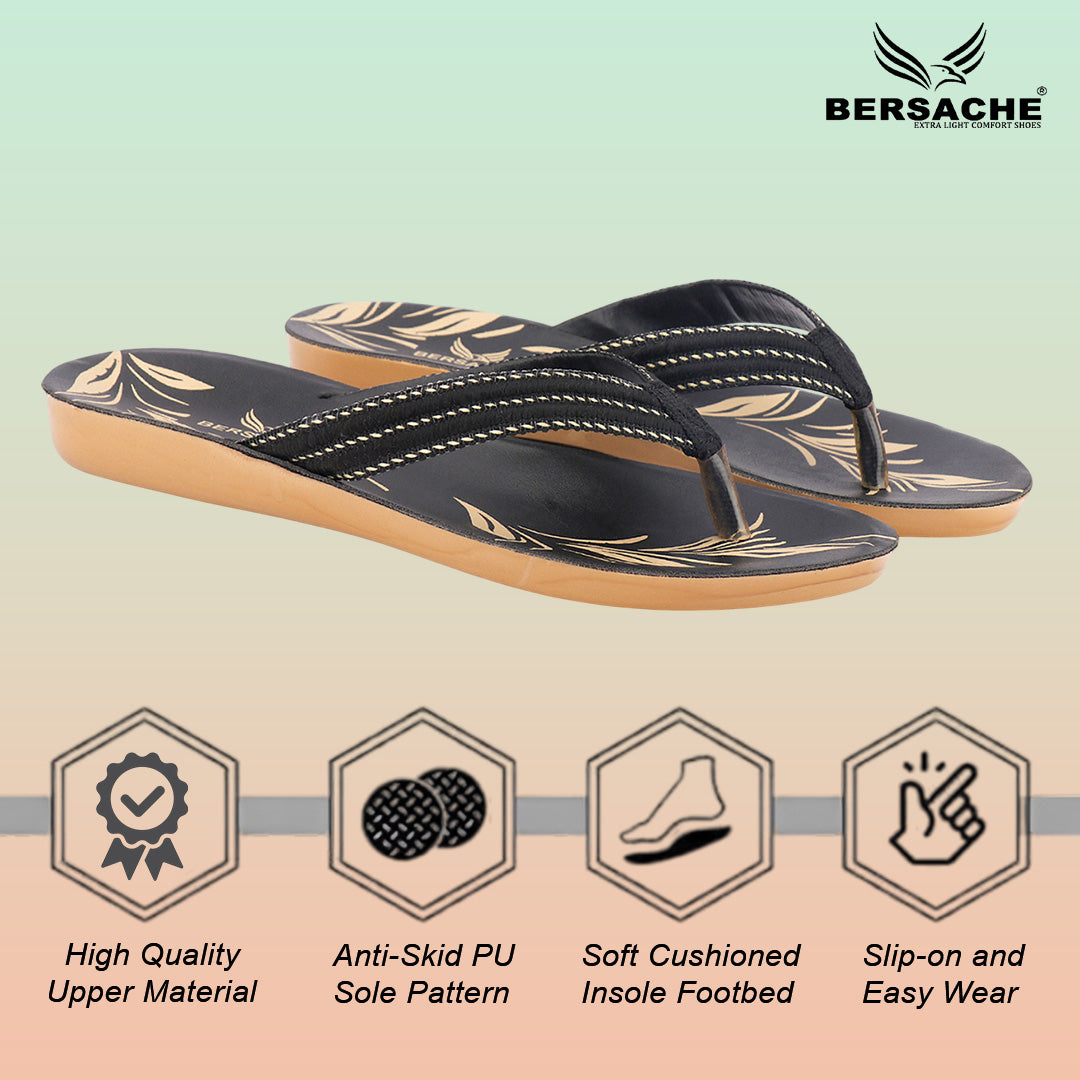 Bersache Extra Soft Classic Casual with  Regular wear with Ultra Soft & Flexibility Technology Sandal's For Women's & Girl's-Black-6232