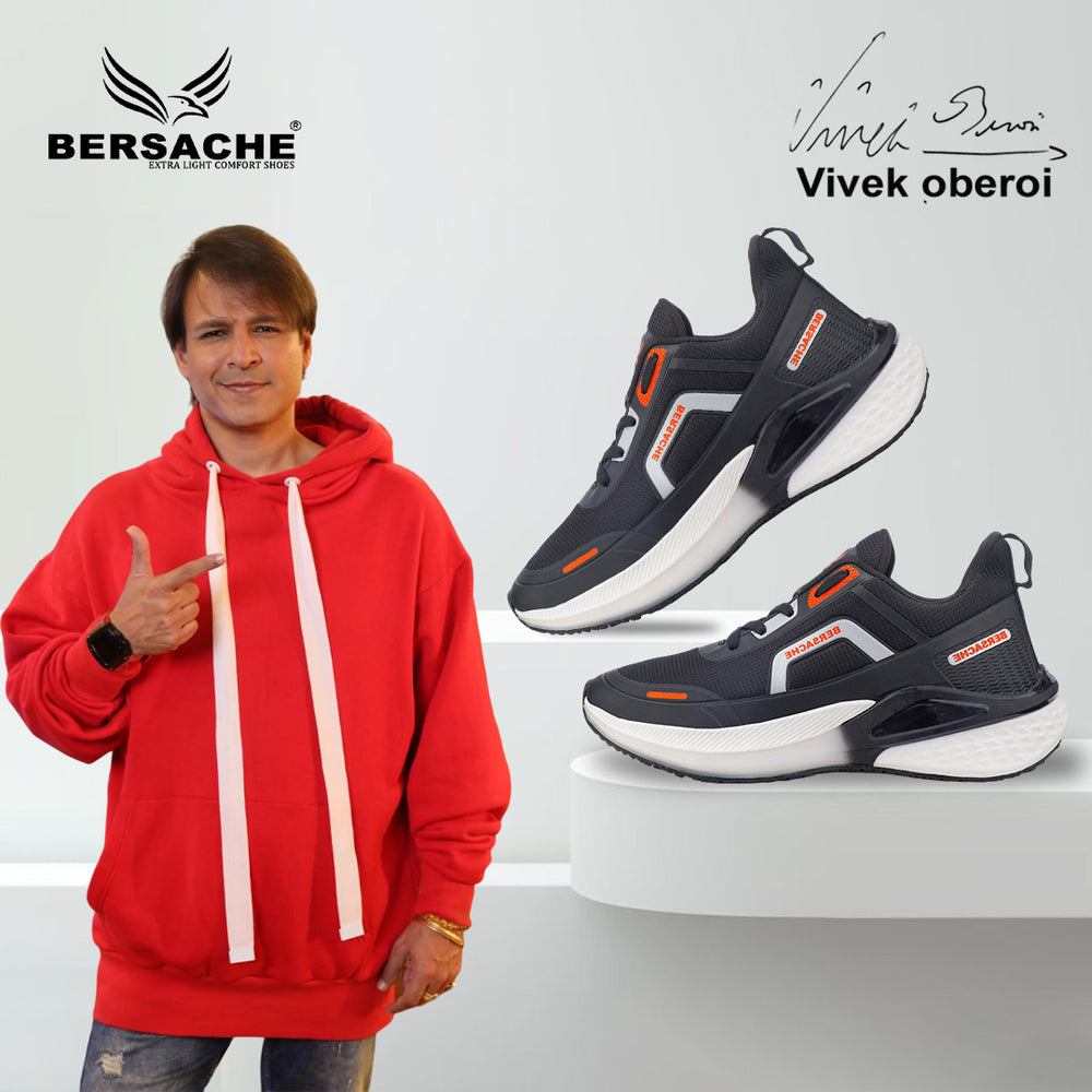 Bersache Premium Casual,Gym, Trending Stylish Running Shoes For Men (9206-Black)