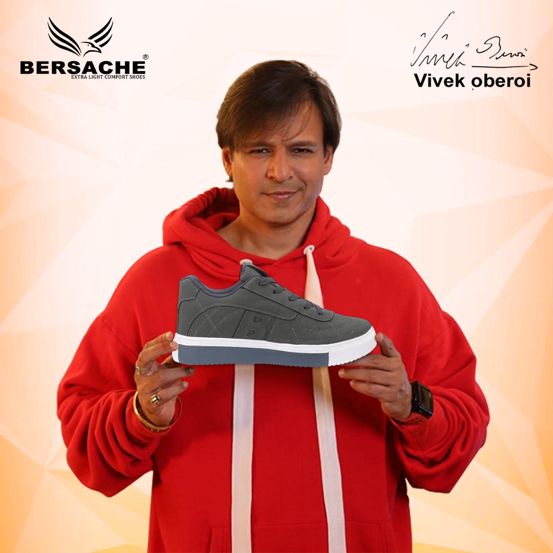 Bersache Casual Sneaker shoe for Men| Soft Cushioned Insole , Slip-Resistance Casuals For Men (8119-Grey)