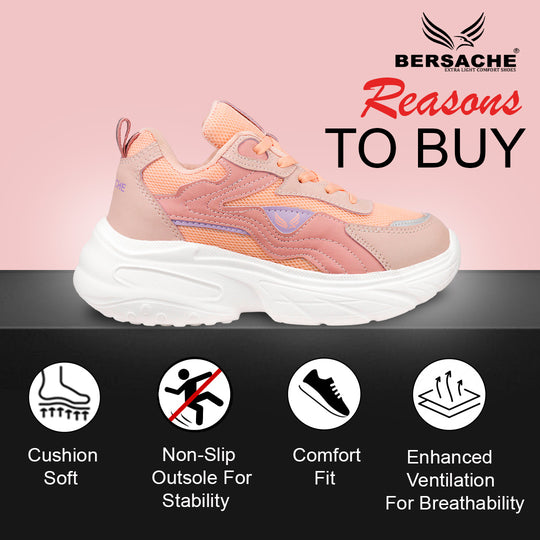 Bersache Premium Sports ,Gym, Trending Stylish Running Colour Changing shoes for Women (8105-Pink)