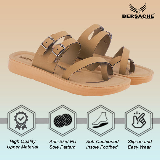 Bersache Extra Soft Classic Casual with  Regular wear with Ultra Soft & Flexibility Technology Flip Flop For women's/Girl's-(Beige-6226)
