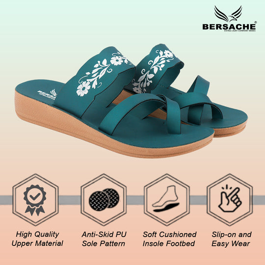 Bersache Extra Soft Classic Casual with  Regular wear with Ultra Soft & Flexibility Technology Sandal's For Women's & Girl's-(Green-6243)