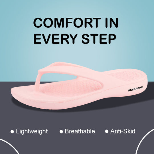 Bersache Extra Soft Classic Casual with  Regular wear with Ultra Soft & Flexibility Technology Flip-Flop for Women's & Girl's (6253-Pink)