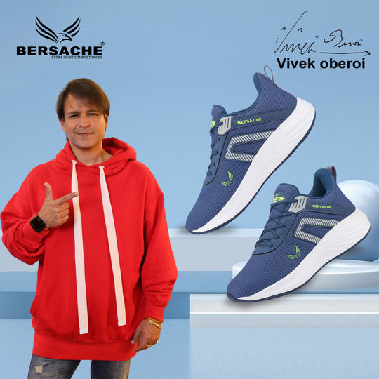 Bersache Lightweight Casual Sneaker Shoes For Men Blue-8081