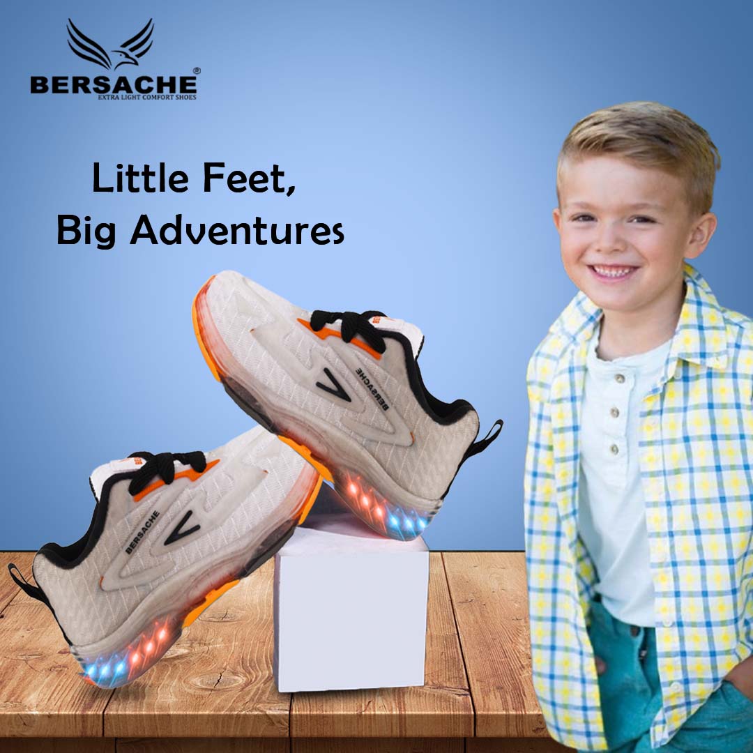 Bersache Casual Sneaker shoe for Kids|Soft Cushioned Insole,Slip-Resistance Casuals For Kids - White -8034.