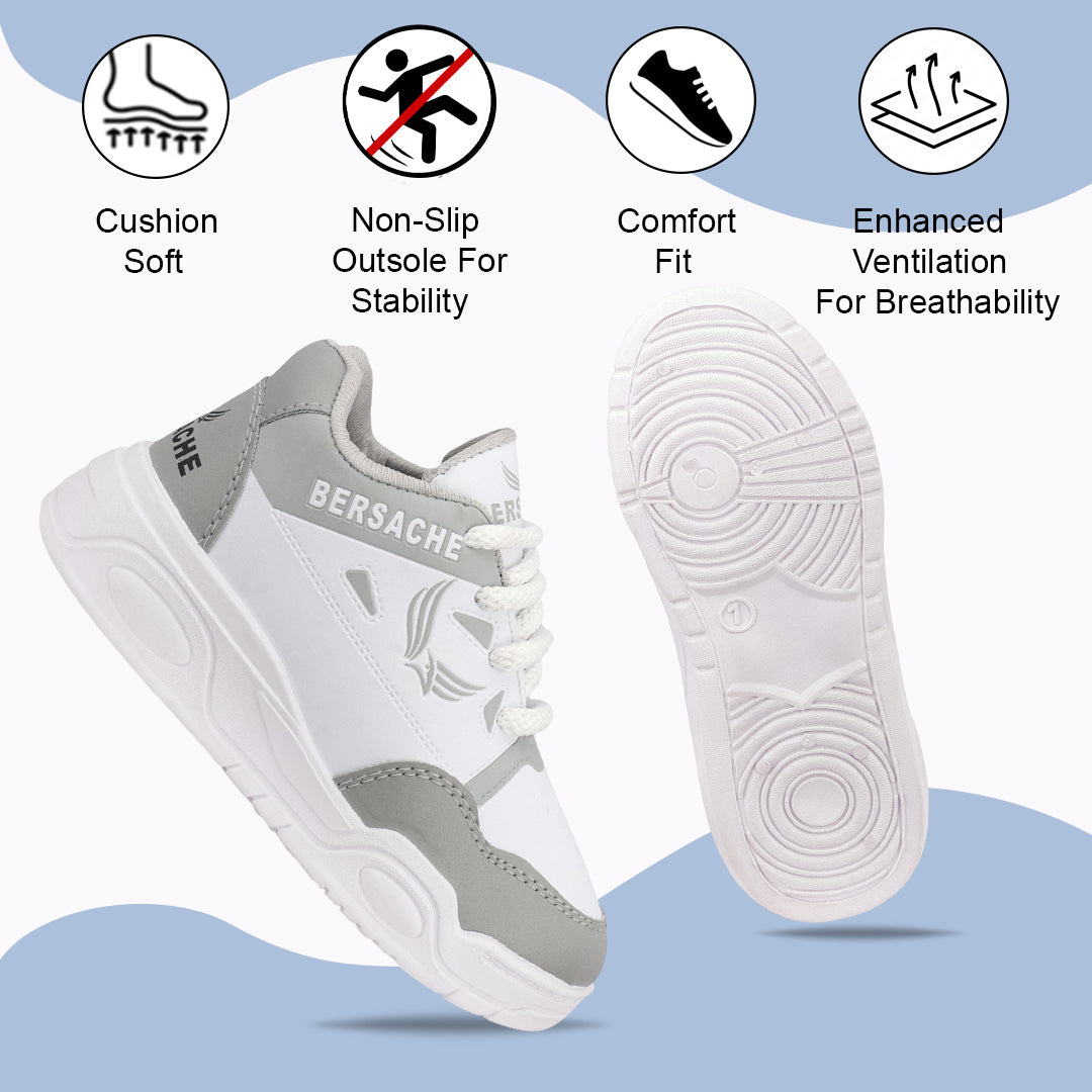 Bersache Casual Sneaker shoe for Kids|Soft Cushioned Insole,Slip-Resistance Casuals For Kids - Gray-6279.