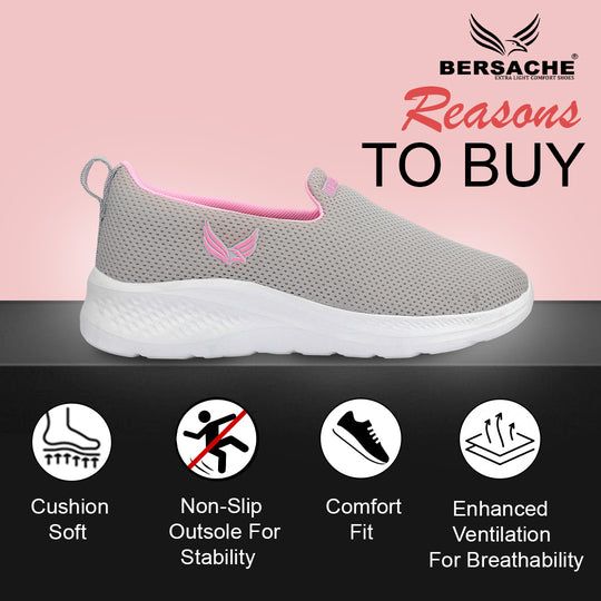 Bersache Premium Sports ,Gym, Trending Stylish Running Colour Changing shoes for Women (8098-Grey)