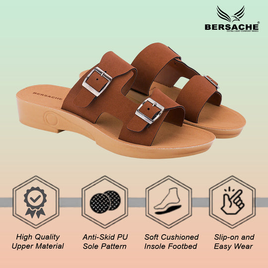 Bersache Extra Soft Classic Casual with  Regular wear with Ultra Soft & Flexibility Technology Sandal's For Women's & Girl's-Brown-6234