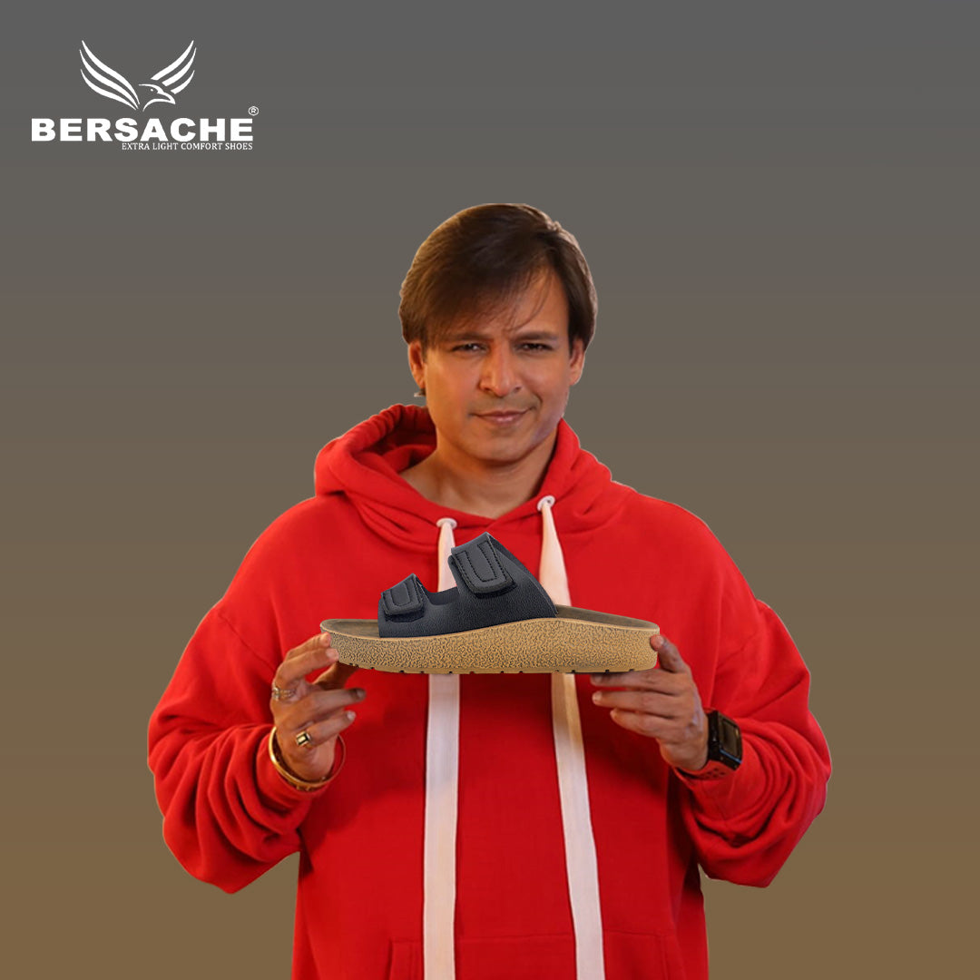 Bersache Extra Soft Classic Casual with Back Strap Regular wear with Ultra Soft & Flexibility Technology Flip-Flop for Men's/ Boy's-(Black-6222)